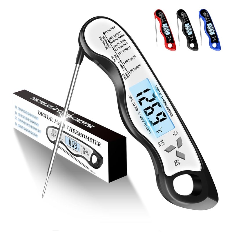 Jamestry Meat Thermometer, IP67 Waterproof Digital Meat Thermometer with Backlight, Hold Function & Magnet for Grill, BBQ, Candy, Beef,Turkey - Image 1